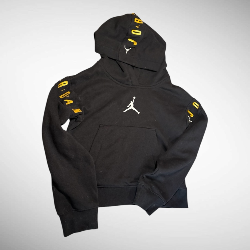 Jordan Black Hoodie with Yellow Lettering